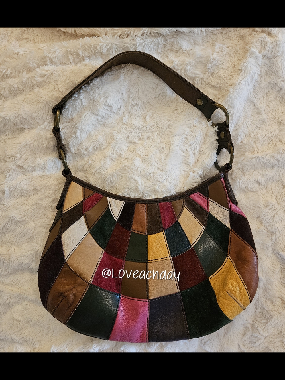 Vintage✨️Lucky Brand Leather/Suede Patchwork Hobo Bag